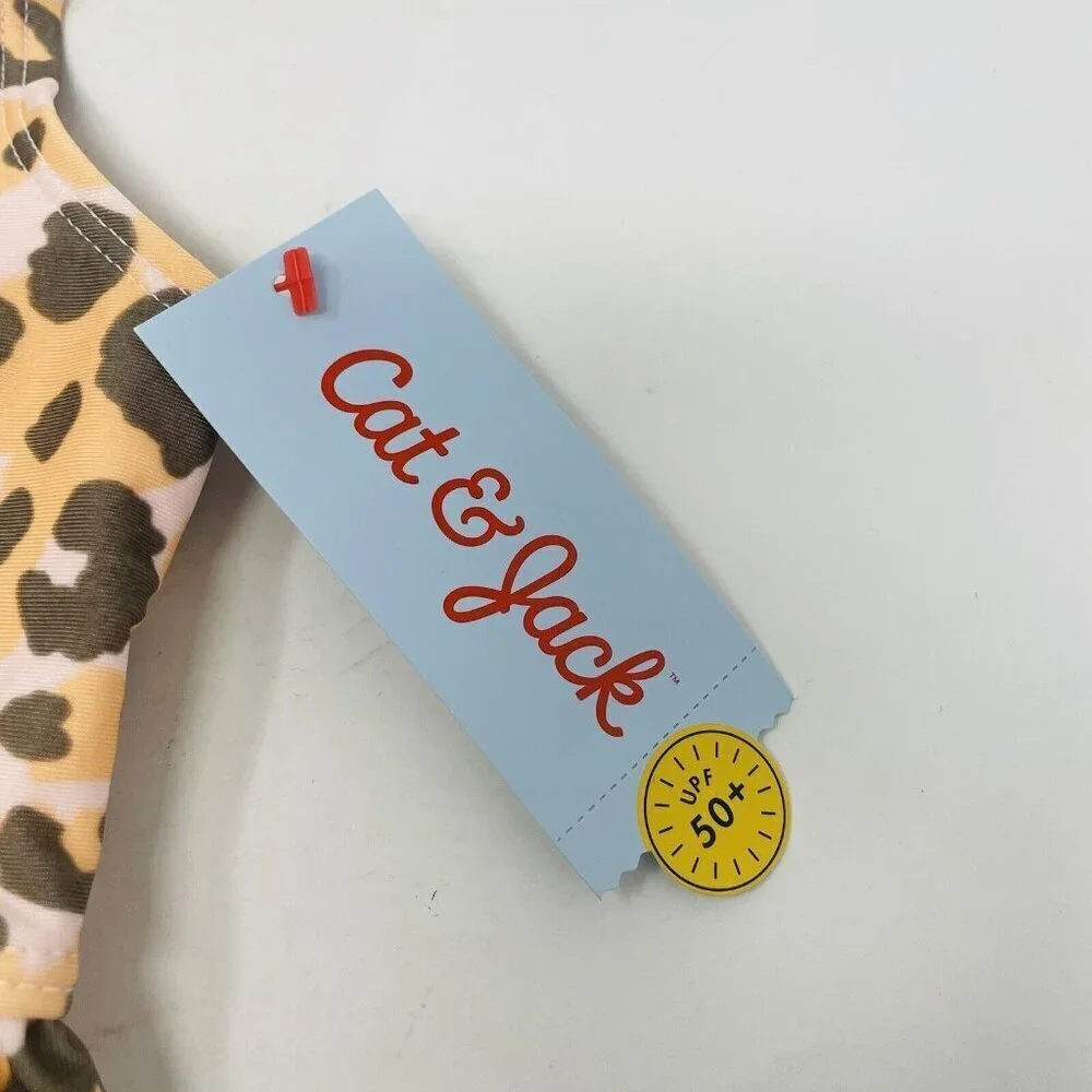 Cat & Jack Toddler Girls Size 18 Months Animal Print Tankini Swim Top Orange 634